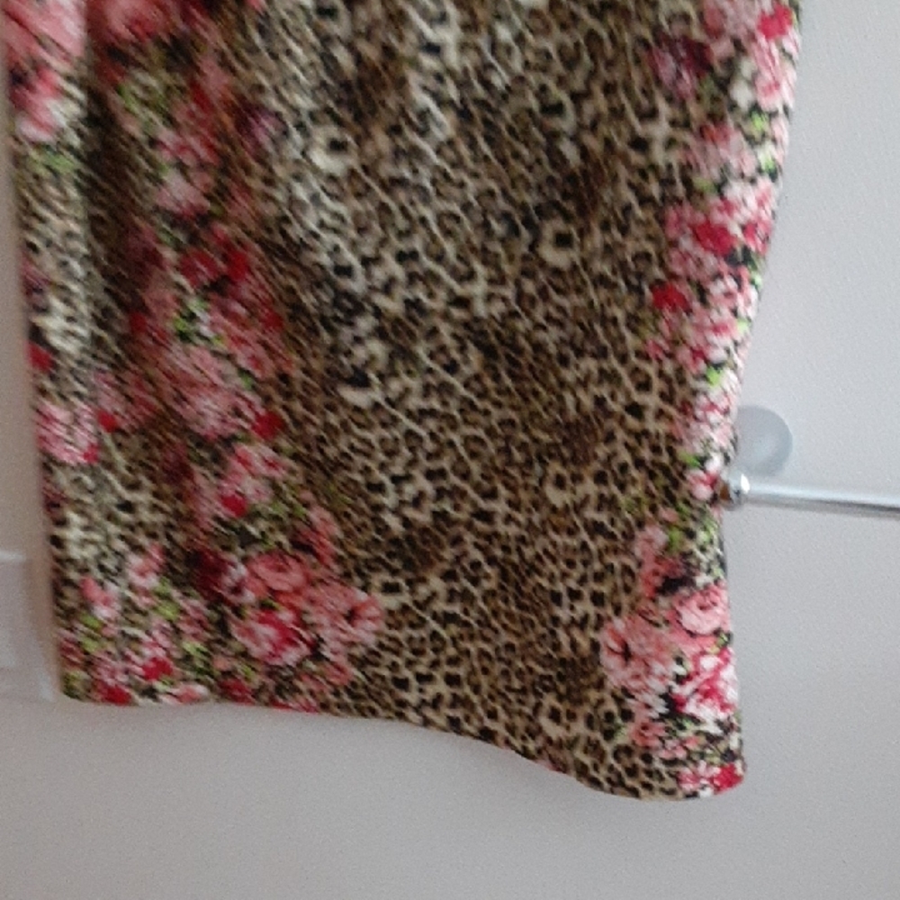 NY Collection Floral Leopard Pencil Skirt